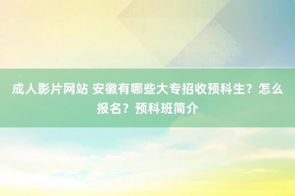 成人影片网站 安徽有哪些大专招收预科生？怎么报名？预科班简介