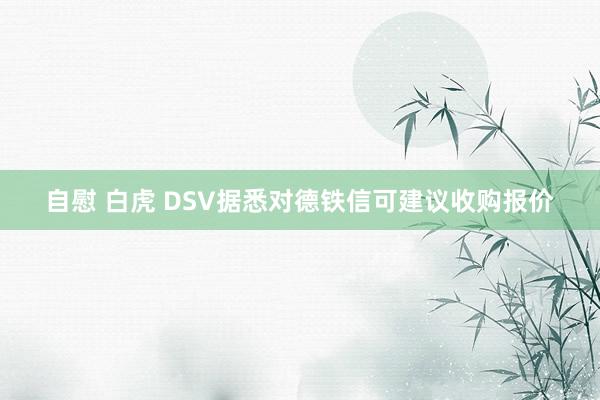 自慰 白虎 DSV据悉对德铁信可建议收购报价