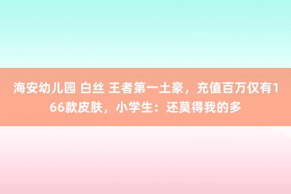 海安幼儿园 白丝 王者第一土豪，充值百万仅有166款皮肤，小学生：还莫得我的多