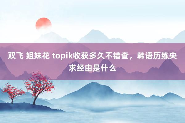 双飞 姐妹花 topik收获多久不错查，韩语历练央求经由是什么
