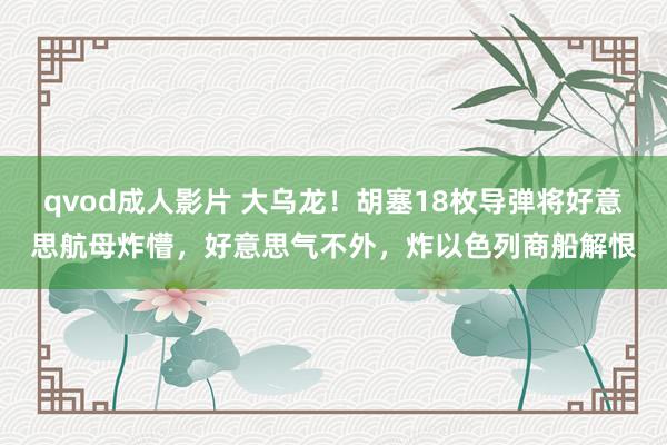 qvod成人影片 大乌龙！胡塞18枚导弹将好意思航母炸懵，好意思气不外，炸以色列商船解恨